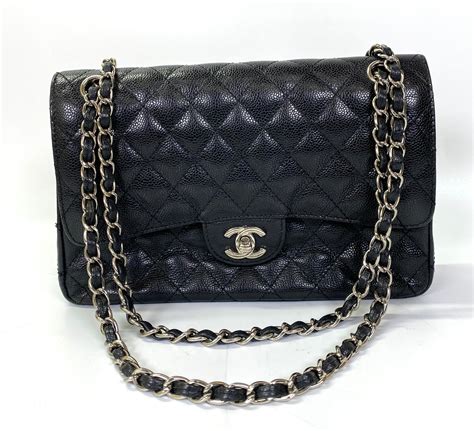 chanel black leather quilted shoulder bag|More.